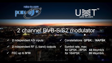 2 channel DVB-S2 modulator with 16APSK constellation and high symbol rate