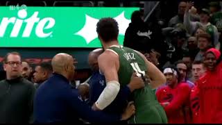 Brook Lopez tries to fight the whole Raptors team and get ejected #nba