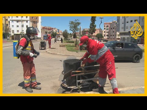 عمال النظافة المغاربة يقومون بعملهم على أكمل وجه رغم انتشار كورونا 🇲🇦
