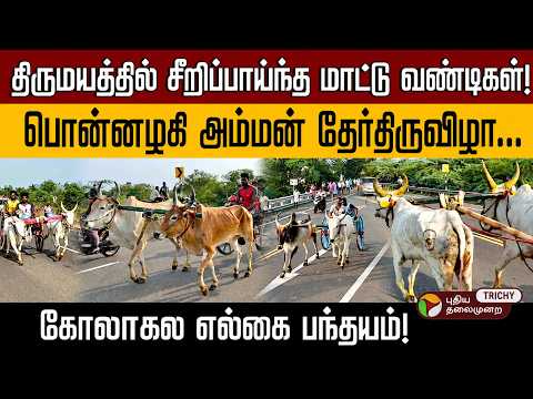திருமயத்தில் சீறிப்பாய்ந்த மாட்டு வண்டிகள்! கோலாகல எல்கை பந்தயம்... | PT Trichy