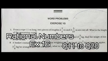 Rational Numbers | Exercise 1G | Q11 to Q20 | CBSE RS Aggarwal class 8 in hindi ||| Rajmith Study