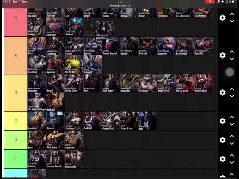 Injustice Gods Among Us Gold character tier list!!!
