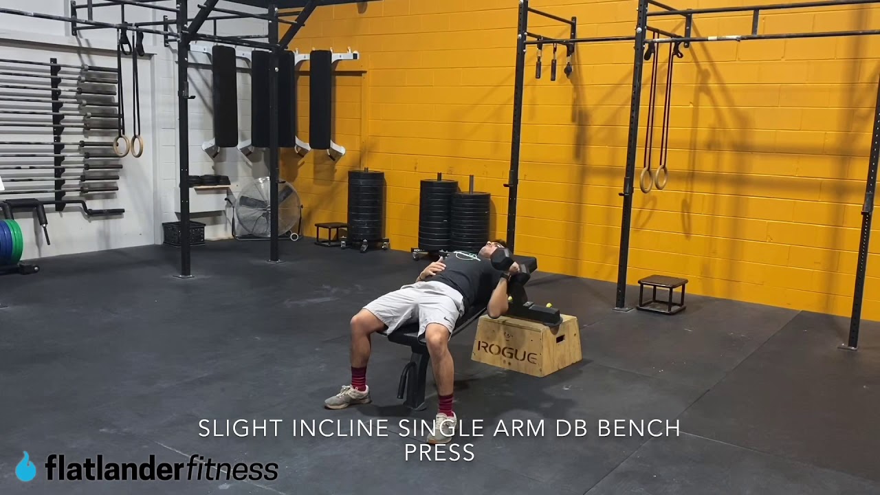 Slight incline single arm dumbbell bench press demo YouTube