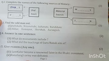 std- 7 History Civics Question Paper📄 Unit Test exam Paper