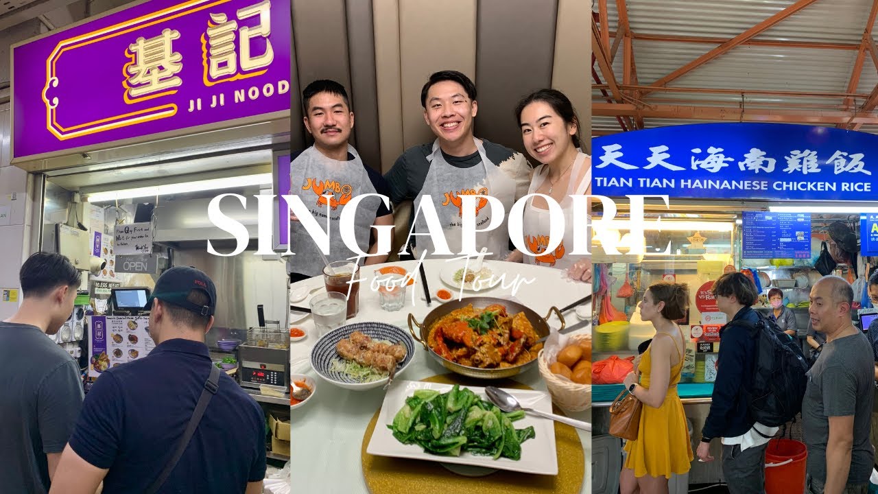 singapore travel vlog hawker stall must eats, gardens by the bay