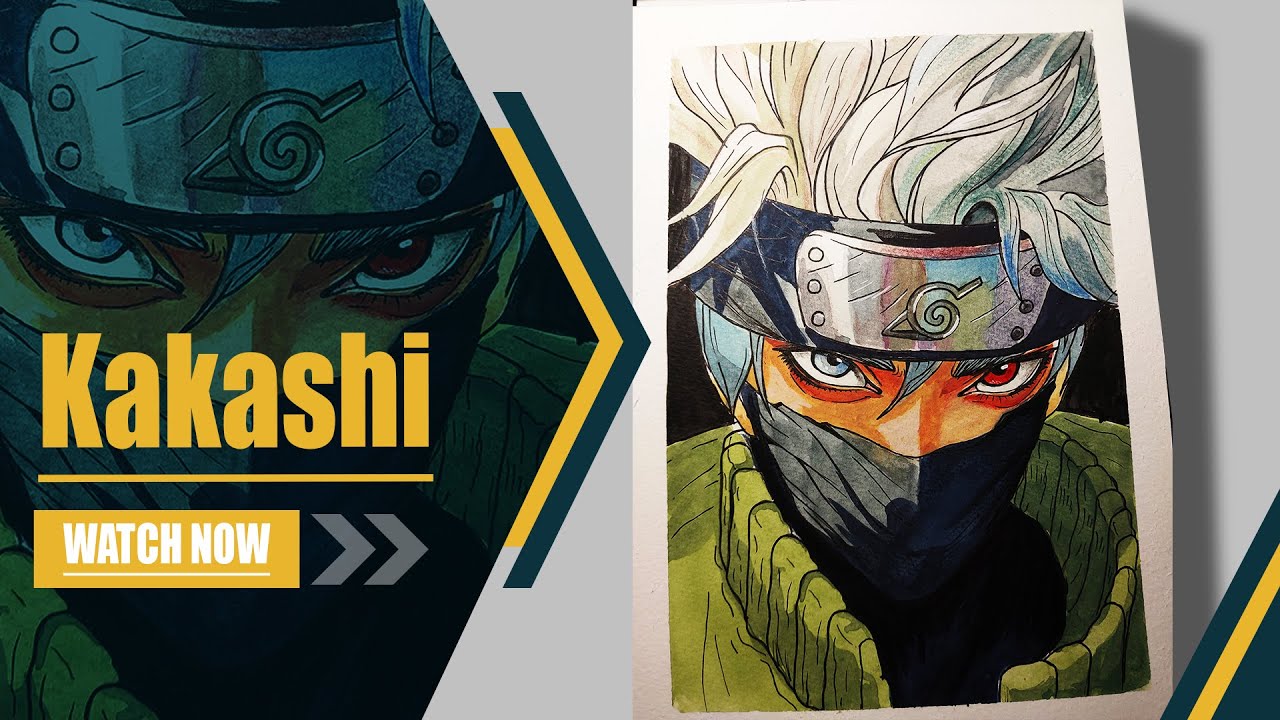 How to draw face (Kakashi) Watercolor. Naruto - YouTube