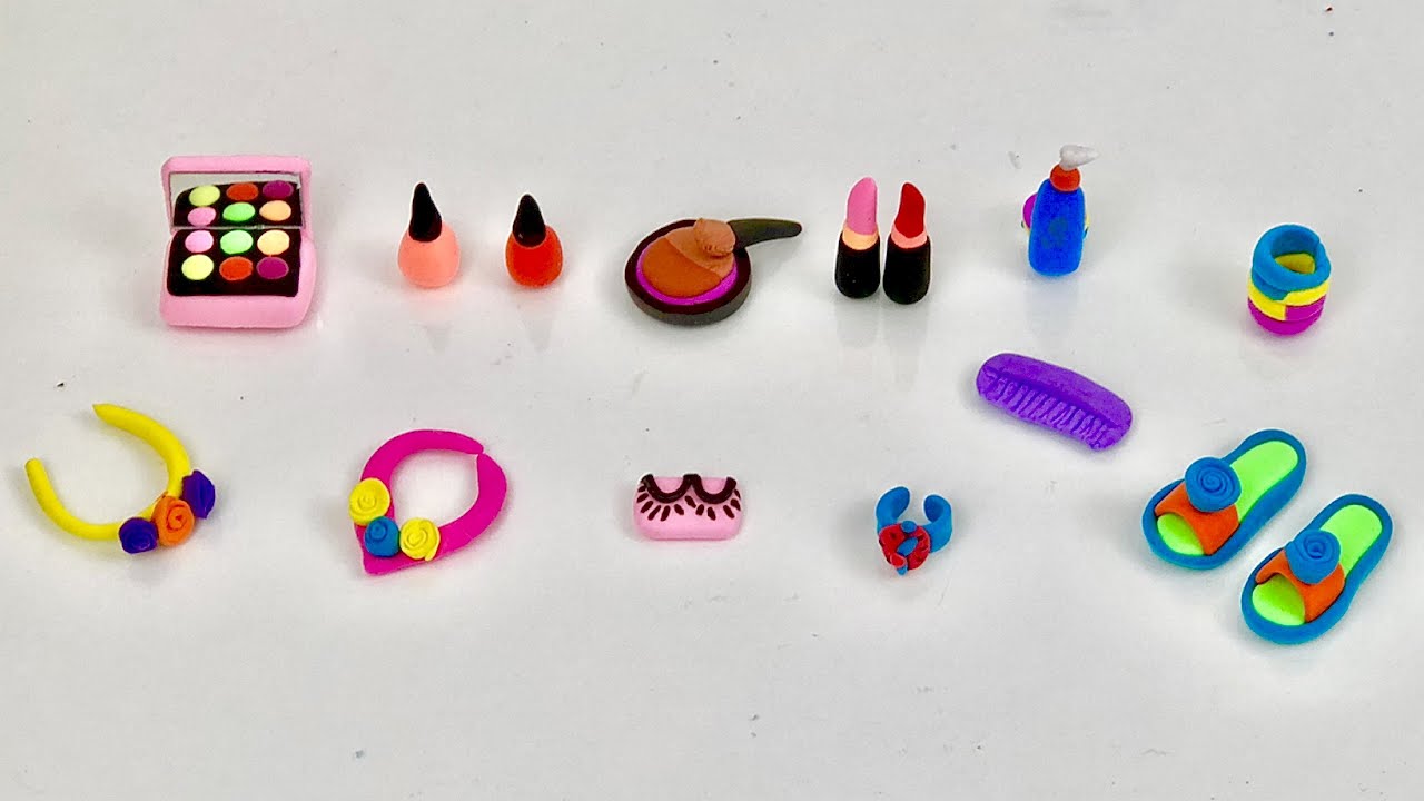 DIY How to Make Polymer Clay Miniature Makeup Set with Eyeshadow