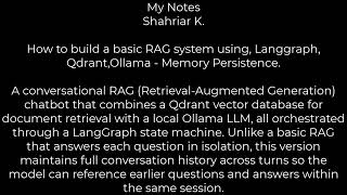 LangGraph + Qdrant + Ollama | RAG Chatbot with Memory Persistence