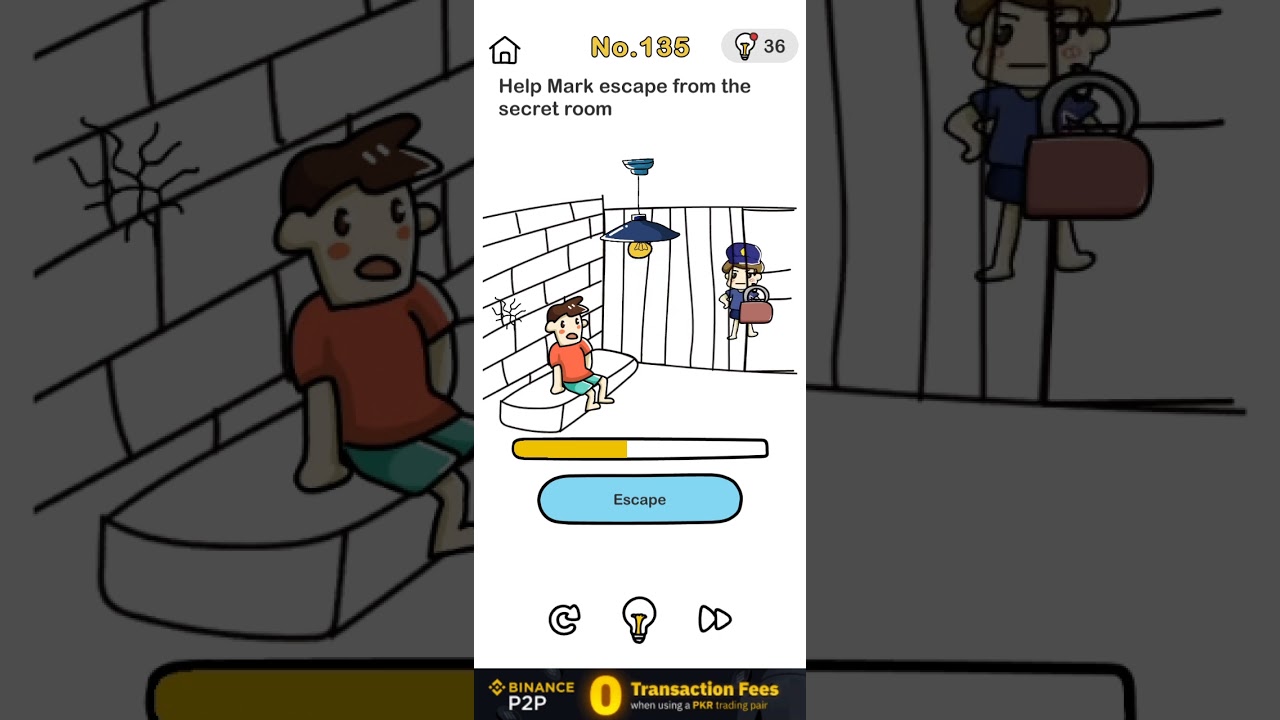 Brain out level 135 Help Mark escape from the secret room walk-through with solution