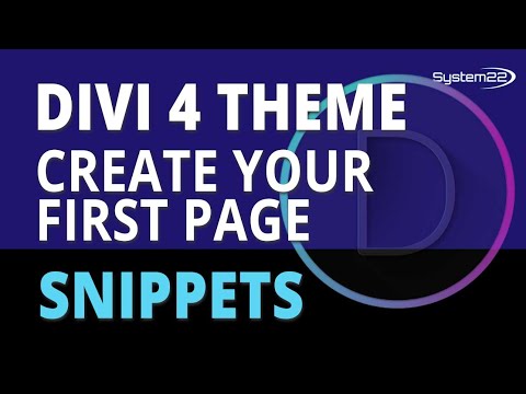 Divi 4 Snippets Create Your First Page 👍