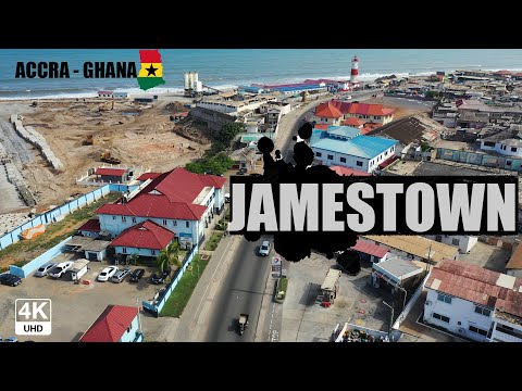 Jamestown Aerial view in the Greater Accra Region of Ghana 4K