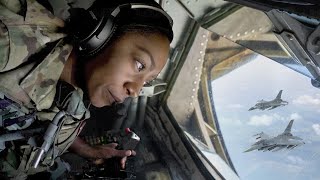 A Day in Life of US Boom Operator Refueling Giant Aircraft Mid-Air