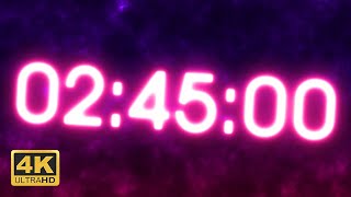 2 Hours 45 Minutes Countdown Timer - Neon [4K]