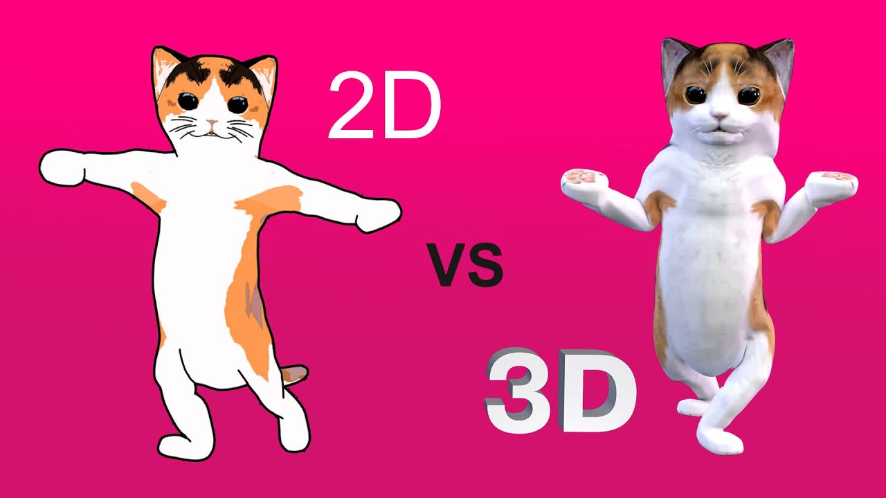 Cat dance 2D vs 3D - YouTube
