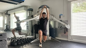 Dynamic Split Squat Overhead Pallof Press