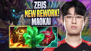 ZEUS TRIES MAOKAI WITH NEW REWORK! - T1 Zeus Plays Maokai TOP vs Aatrox! | Season 2022