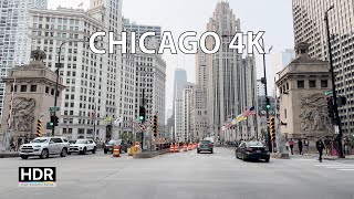 Driving Chicago 4K HDR - Skyscraper Sunset - USA