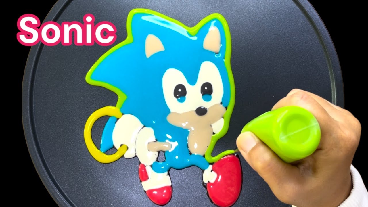 How to draw Sonic Pancake Cartoon, Drawing, Porcupine , Pancake Art rainbowpancakeart YouTube
