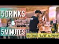 Bartender barista at work   5 drinks in 5 minutes  sarnies bangkok 