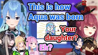 Aqua New Lore just Born in Gartic Phone Collab with Suisei Marin Akirose Raden Ao