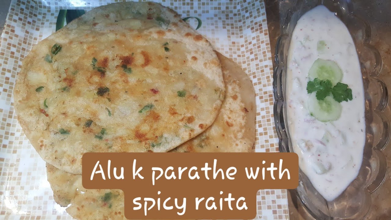 Alu k parathe with spicy raita recipe....by eatmore - YouTube