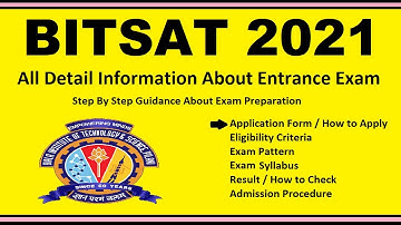 BITSAT 2021 - Notification, Dates, Application, Eligibility, Admit Card, Pattern, Syllabus, Result