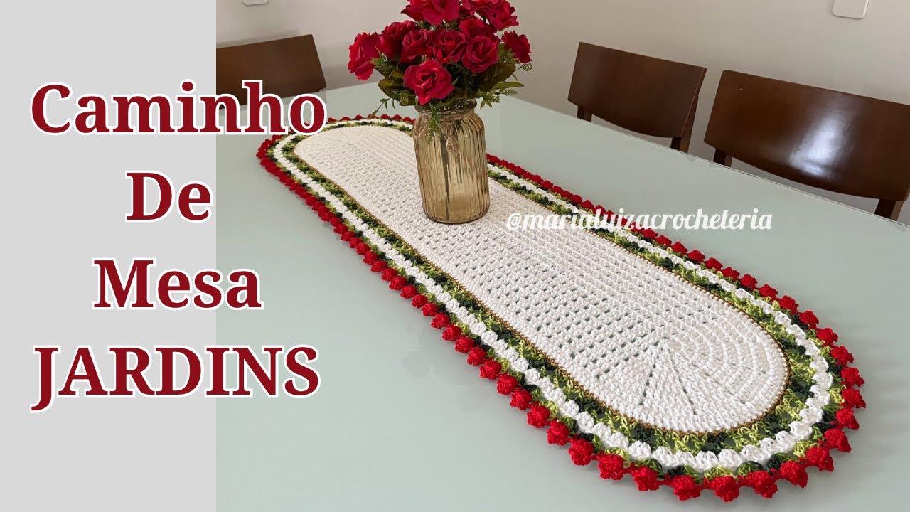 Caminho de Mesa JARDINS - trilho de mesa de crochê #crochet #crochê #crochetpattern
