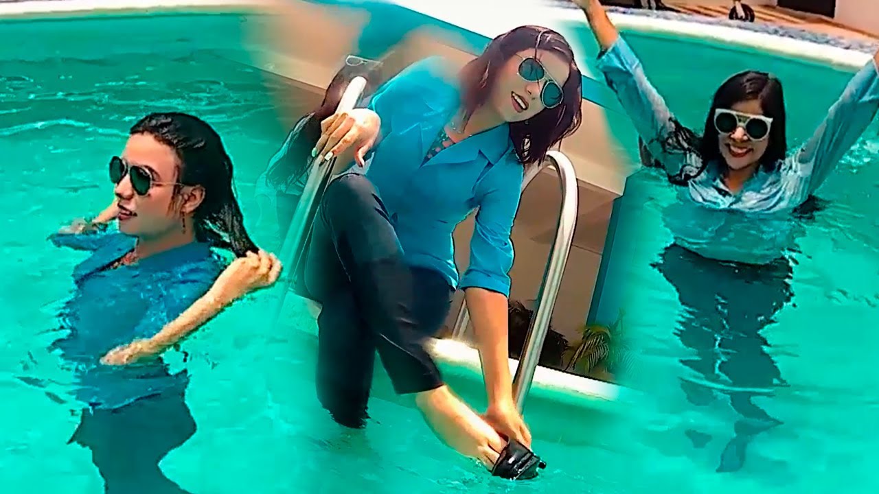 Bussines Secretaries jumps into the Pool #video #pool #wet