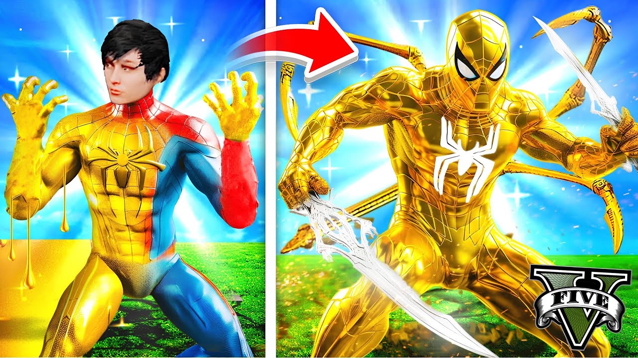 ကျနော် အရမ်းအစွမ်းထက်တဲ့ စွမ်းအားရှင်ရွှေပင့်ကူဖြစ်ခဲ့တယ် | Golden Spidey in GTA V | SMART On Live