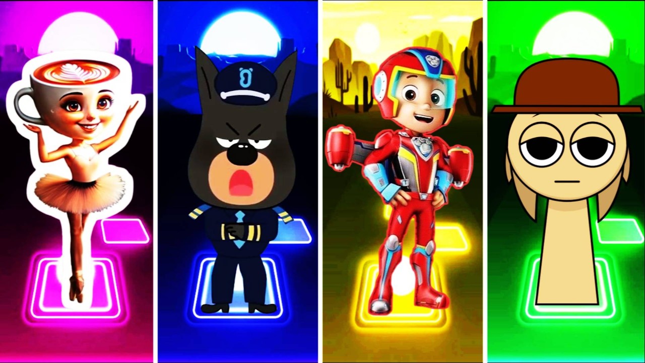 BRAINROT BALLERINO COPPUCCINO 🆚 SHERIFF LABRADOR 🆚 PAW PATROL RYDER 🆚 INCREDIBOX SPRUNKI | Tiles Hop
