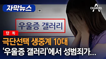 자막뉴스 단독 극단선택 생중계 10대 우울증 갤러리 에서 성범죄가 채널A