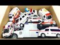 救急車を箱に集めて一台ずつ取り出します!サイレン鳴らして緊急走行テスト