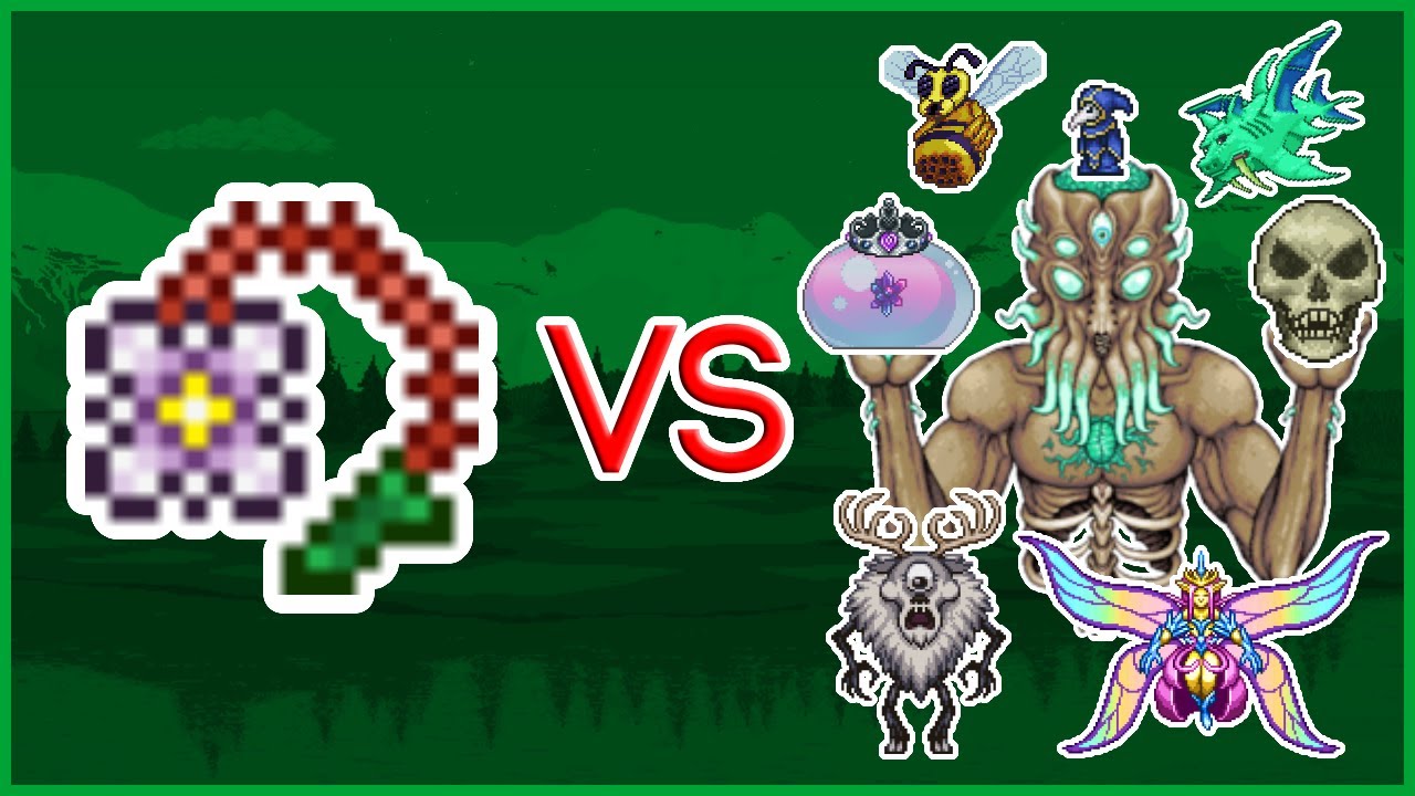 Terraria 1.4.4.9 Flower Pow vs ALL Bosses YouTube