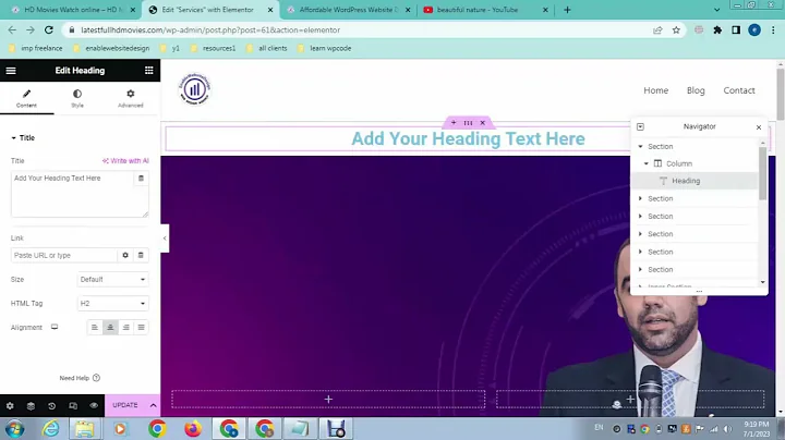 How to add a color background in elementor wordpress website