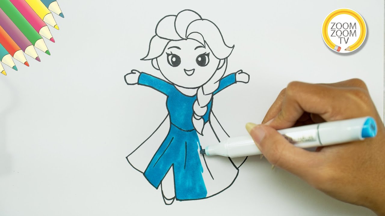 Hướng Dẫn Cách Vẽ Công Chúa Elsa - How To Draw Elsa Princess | Zoom Zoom Tv  - Youtube