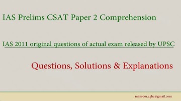 IAS Exam 2011 GS Paper 2 CSAT Comprehension  Q1 to 5