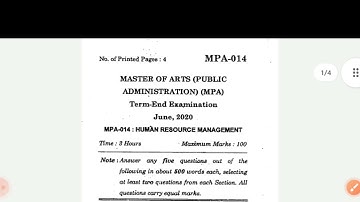 MPA - 014 Human Resource Management||previous year question paper@rzlearning7787