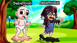 BEBE NOOB JUEGA MINECRAFT PERO EL SOL LO DERRITE 🔥😱 ¿SOBREVIVIRAN? NOOBSI Y BEBE NOOB