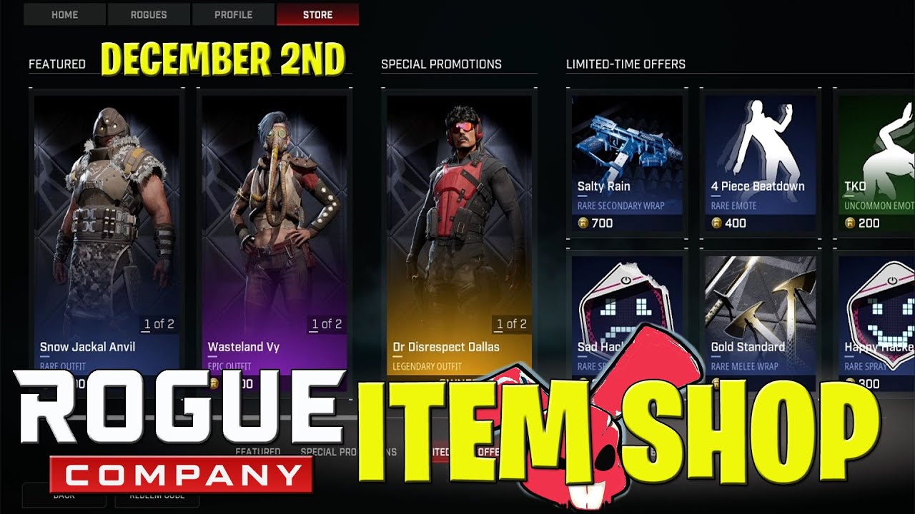Rogue Company Item Shop for December 2nd 2020 - Vy Wasteland Outfit & Anvil Snow Jackal