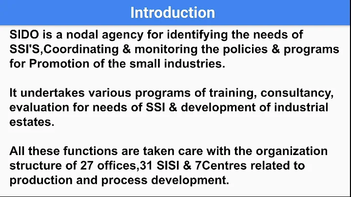 SIDO and SIDBI Functions