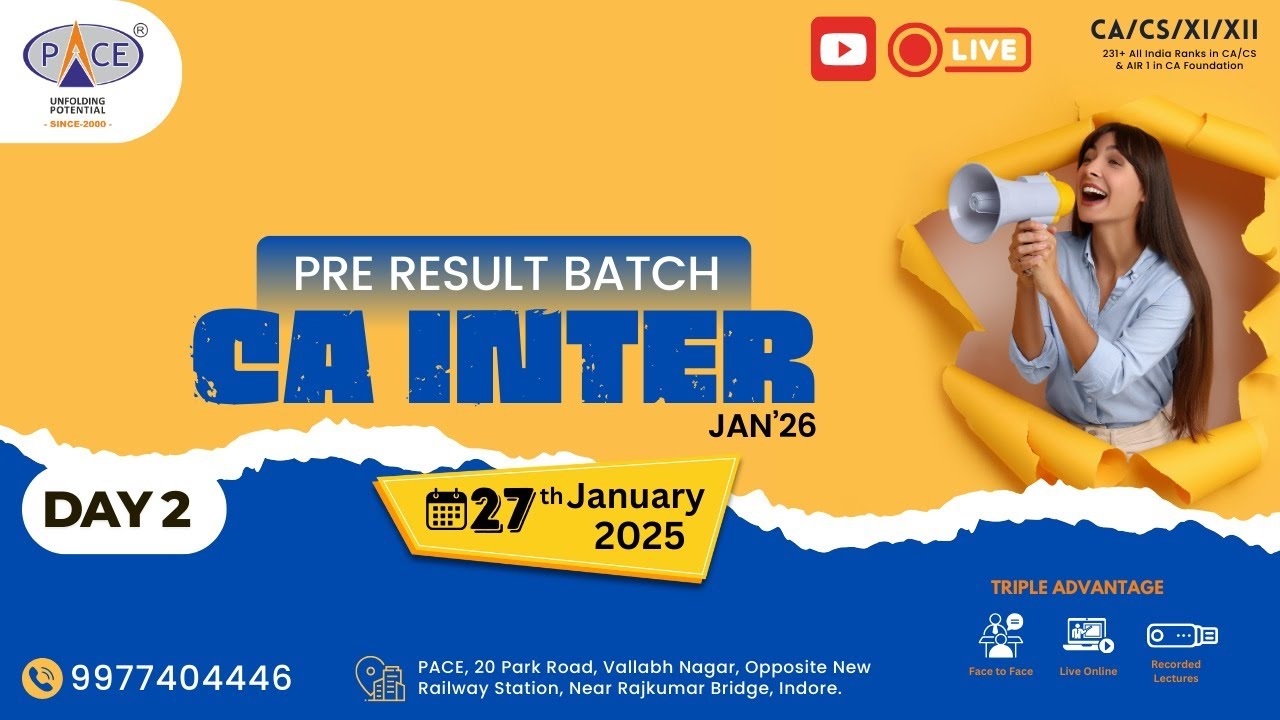 Day 02 | New Pre Result Batch CA Inter Jan 26 | PACE - YouTube