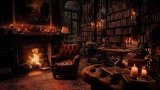 Quiet Old Library Fireplace Ambience with Soft Crackling Fire for Calm Focus and Sleep screenshot 5