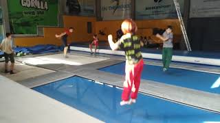 Kids Jumping on Trampolines at On the Wake Extreme Sports Center