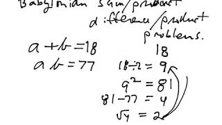 21 Babylonian Quadratics With a=1