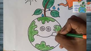 World Earth day drawing | save tree save Earth | World earth day poster drawing easy stepbystep