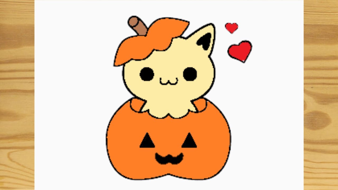 Como desenhar Abóbora Kawaii ❤ Desenhos de Halloween - Desenho para Desenhar  