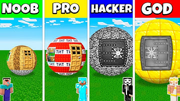 Minecraft Battle: NOOB vs PRO vs HACKER vs GOD: INSIDE SPHERE HOUSE BASE BUILD CHALLENGE / Animation