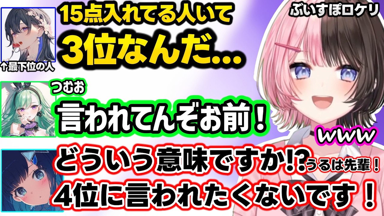 最下位ののせさんの一言にキレるつむお、泣いちゃうのせさんのメンケアをするはなびに爆笑するひなーのww【橘ひなの/一ノ瀬うるは/蝶屋はなび/ぶいすぽ】