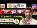 PM Mudra Loan Detail 2026 | मुद्रा लोन RS 50 हजार से RS 10 लाख तक बिना गारंटी | PM Mudra Loan 2026