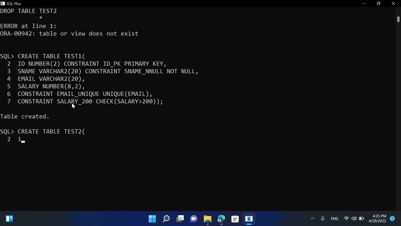 إنشاء الجداول في اوراكل Create Table In SQL Oracle - YouTube